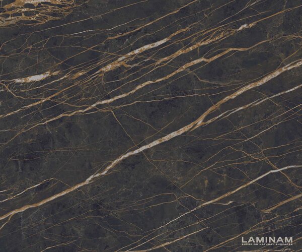 DELIFE Dohányzóasztal Casilda 150x90 cm kerámia Laminam®Noir Desir barna középső láb titán effekt felület