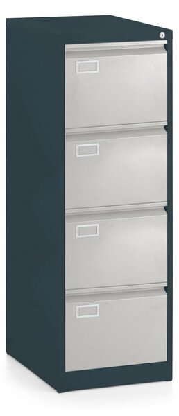 Fém iratszekrény A4 - 4 fiók, 45,5 x 62 x 132 cm, hengerzár, szürke - ral 7035