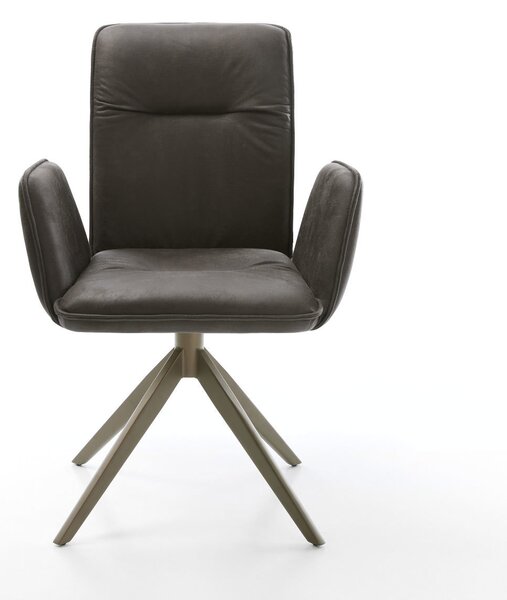 DELIFE Étkezőszék Vinja-Flex mikroszálas antracit vintage kereszt láb széles titán effekt felület 360° forgatható