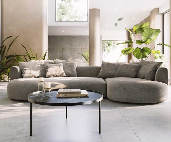 DELIFE Dohányzóasztal Torell 80x80 cm kerámia Laminam®Noir Desir barna fémkeret titán effekt felület