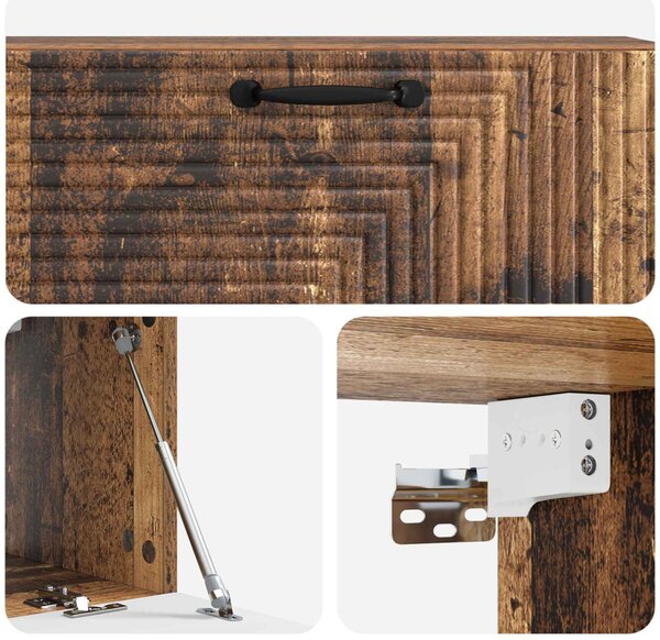 Fali TV szekrény Antik Fa 98 x 31 x 30 cm Szerelt Fa