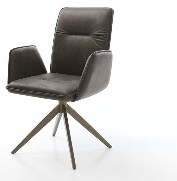 DELIFE Étkezőszék Vinja-Flex mikroszálas antracit vintage kereszt láb széles titán effekt felület 360° forgatható