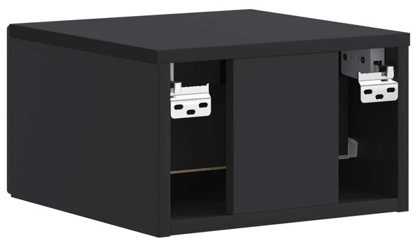 Fali éjjeli szekrény 2 pcs Fekete 34,5 x 33 x 20 cm Szerelt Fa