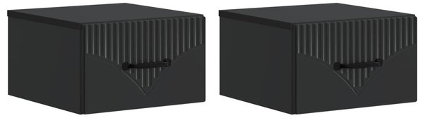 Fali éjjeli szekrény 2 pcs Fekete 34,5 x 33 x 20 cm Szerelt Fa