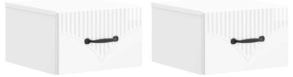 Fali éjjeli szekrény 2 pcs Magasfényű Fehér 34,5 x 33 x 20 cm
