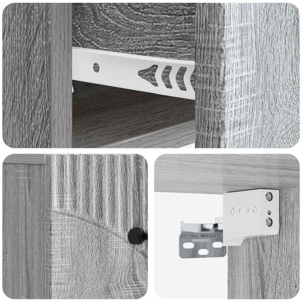 Fali éjjeli szekrény 2 pcs Szürke Sonoma 34,5 x 33 x 20 cm