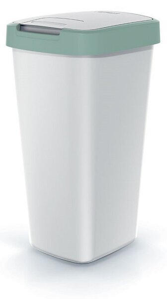 Szemeteskosár színes tetővel, 25 l, zöld / szürke
