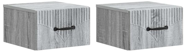 Fali éjjeli szekrény 2 pcs Szürke Sonoma 34,5 x 33 x 20 cm