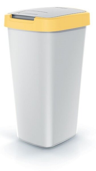 Szemeteskosár színes tetővel, 25 l, sárga / szürke