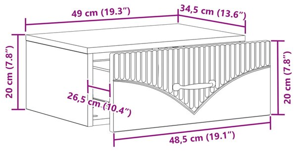 Fali éjjeli szekrény 2 pcs Fekete 49 x 34,5 x 20 cm Szerelt Fa