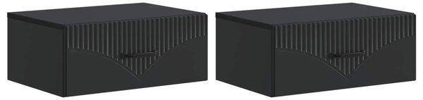 Fali éjjeli szekrény 2 pcs Fekete 49 x 34,5 x 20 cm Szerelt Fa