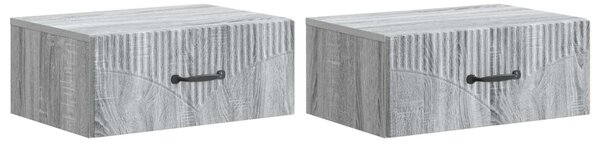 Fali éjjeli szekrény 2 pcs Szürke Sonoma 49 x 34,5 x 20 cm