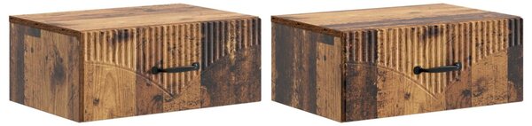 Fali éjjeli szekrény fiókkal 2 pcs Antik Fa 49 x 34,5 x 20 cm