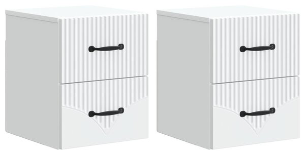 Fali éjjeli szekrény 2 pcs Fehér 34,5 x 33 x 40 cm Szerelt Fa