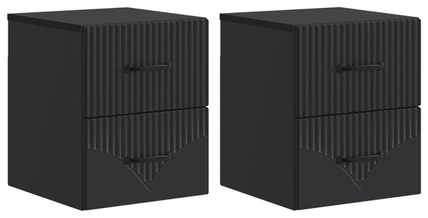 Fali éjjeli szekrény 2 pcs Fekete 34,5 x 33 x 40 cm Szerelt Fa