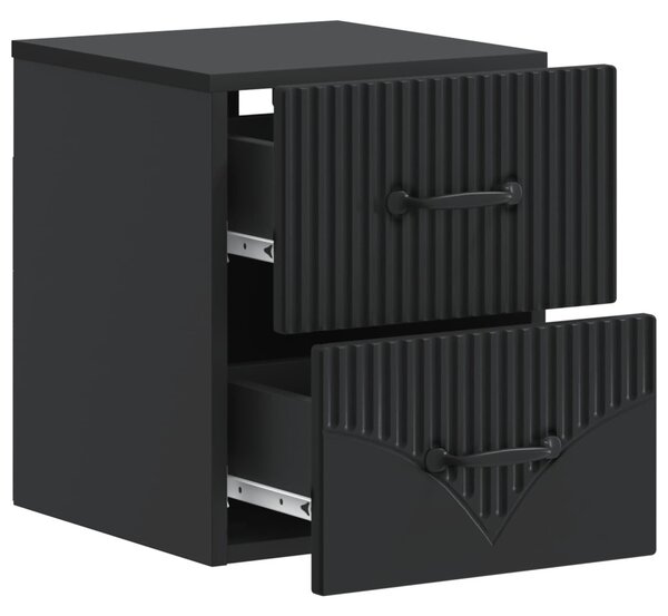 Fali éjjeli szekrény 2 pcs Fekete 34,5 x 33 x 40 cm Szerelt Fa