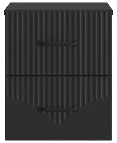 Fali éjjeli szekrény 2 pcs Fekete 34,5 x 33 x 40 cm Szerelt Fa