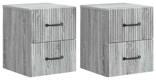 Fali éjjeli szekrény 2 pcs Szürke Sonoma 34,5 x 33 x 40 cm