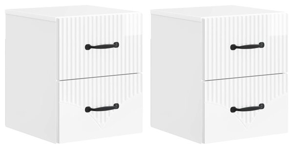 Fali éjjeli szekrény 2 pcs Magasfényű Fehér 34,5 x 33 x 40 cm