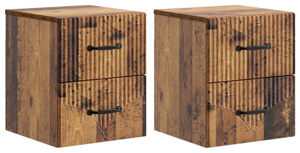 Fali éjjeli szekrény fiókkal 2 pcs Antik Fa 34,5 x 33 x 40 cm