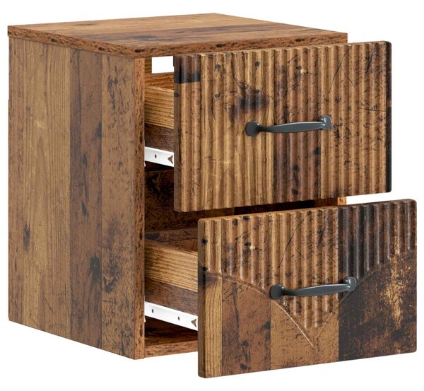 Fali éjjeli szekrény fiókkal 2 pcs Antik Fa 34,5 x 33 x 40 cm