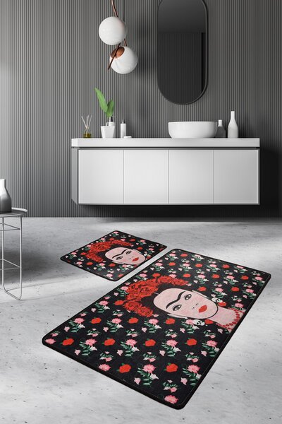 Frida fürdőszobaszőnyeg, fekete, 50×60 cm