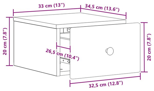 Fali éjjeli szekrény 2 pcs Fehér 34,5 x 33 x 20 cm Szerelt Fa