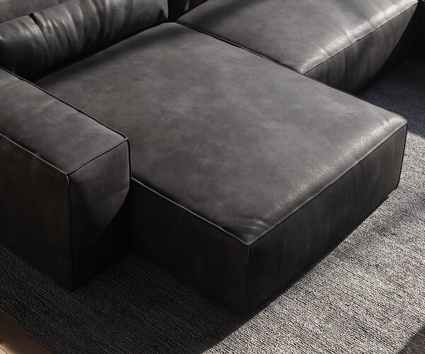 DELIFE "U" alakú kanapé Sirpio 300x210 cm bőr imitáció vintage antracit variálható rekamié