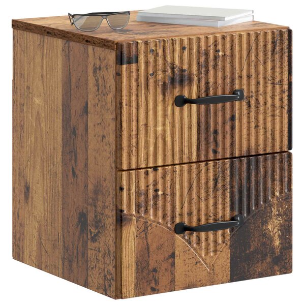 Fali éjjeli szekrény fiókkal 2 pcs Antik Fa 34,5 x 33 x 40 cm