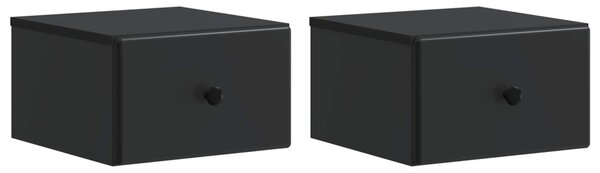 Fali éjjeli szekrény 2 pcs Fekete 34,5 x 33 x 20 cm Szerelt Fa