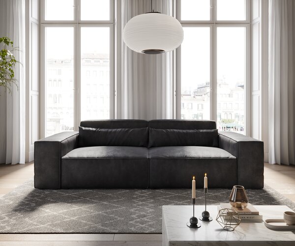 DELIFE Nagy kanapé Sirpio 230x95 cm bőr imitáció vintage antracit