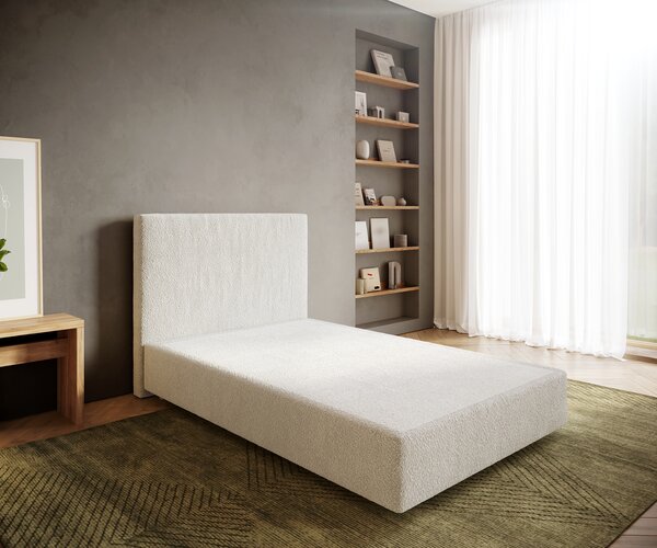 DELIFE Boxspring ágy Dream-Well 120x200 cm bouclé krémfehér