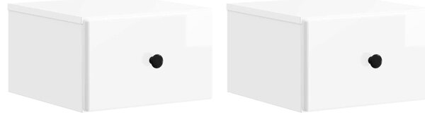 Fali éjjeli szekrény 2 pcs Magasfényű Fehér 34,5 x 33 x 20 cm