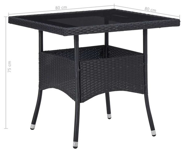 Kültéri Étkezőgarnitúra - 5 részes - Fekete Polyrattan