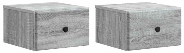 Fali éjjeli szekrény 2 pcs Szürke Sonoma 34,5 x 33 x 20 cm