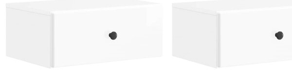 Fali éjjeli szekrény 2 pcs Magasfényű Fehér 49 x 34,5 x 20 cm