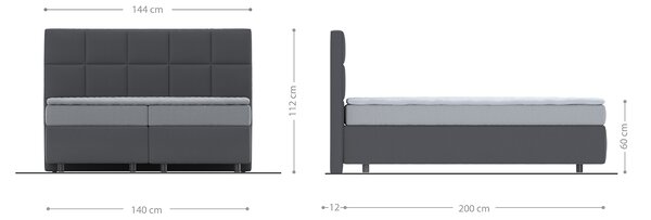 DELIFE Boxspring ágy Dream-Fine 140x200 cm mikroszálas bézs zsákrugós matraccal és visco topperrel