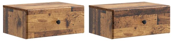 Fali éjjeli szekrény fiókkal 2 pcs Antik Fa 49 x 34,5 x 20 cm