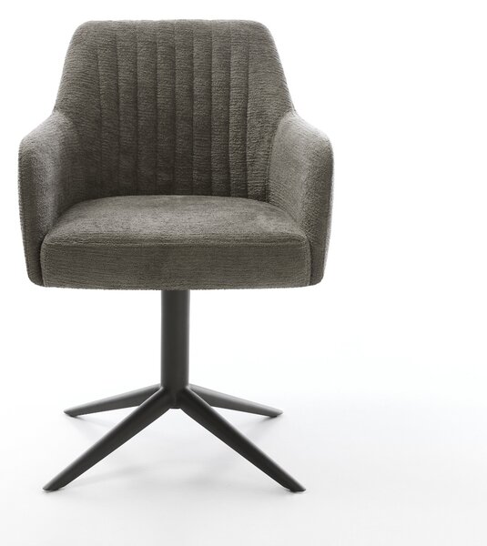 DELIFE Étkezőszék Greg-Flex bouclé puha sötét bézs kereszt láb fekete 360° forgatható billenő zsákrugó