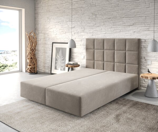 DELIFE Boxspring ágy Dream-Fine 140x200 cm mikroszálas bézs