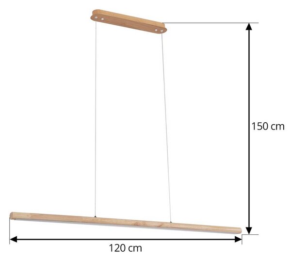 Lucande LED függőlámpa Maruta, fa, fénysugár, 120 cm, 3000K, Világos fa, Nappali / Étkező, Fa, Modern