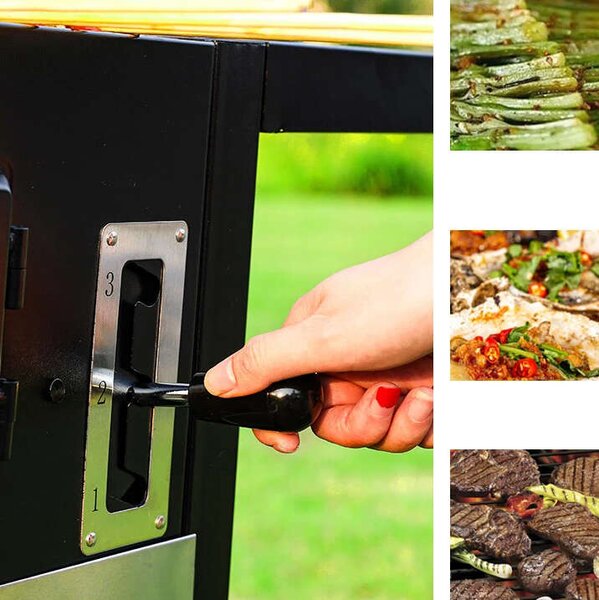 Landgraf faszenes BBQ Grill állítható rácsmagasság, hőmérő