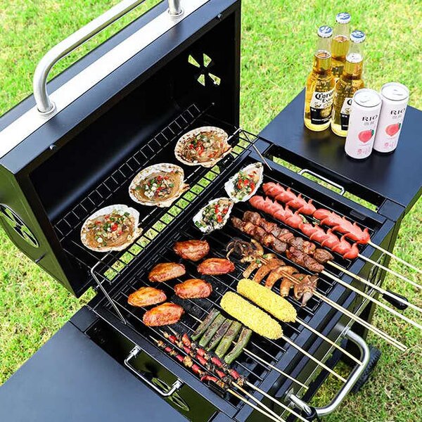 Landgraf faszenes BBQ Grill állítható rácsmagasság, hőmérő