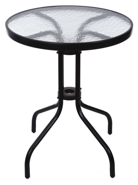 ModernHome üvegasztal 60 cm teraszra, erkélyre - fekete
