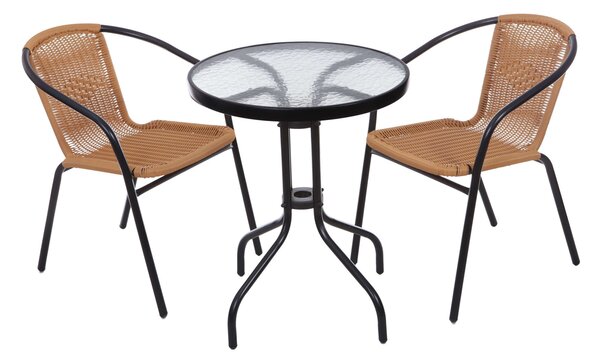 ModernHome üvegasztal 60 cm teraszra, erkélyre - fekete