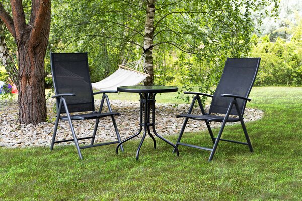 ModernHome üvegasztal 60 cm teraszra, erkélyre - fekete