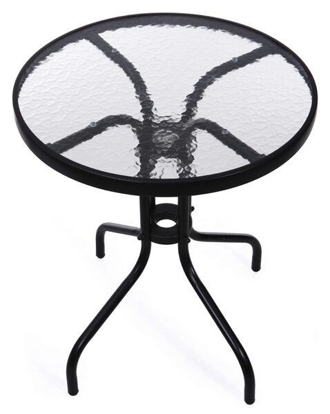 ModernHome üvegasztal 60 cm teraszra, erkélyre - fekete