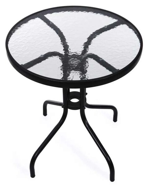 ModernHome üvegasztal 60 cm teraszra, erkélyre - fekete