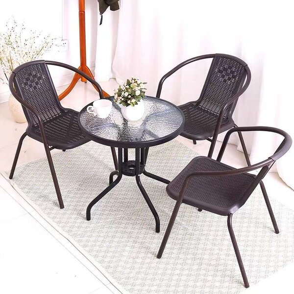 ModernHome üvegasztal 60 cm teraszra, erkélyre - fekete