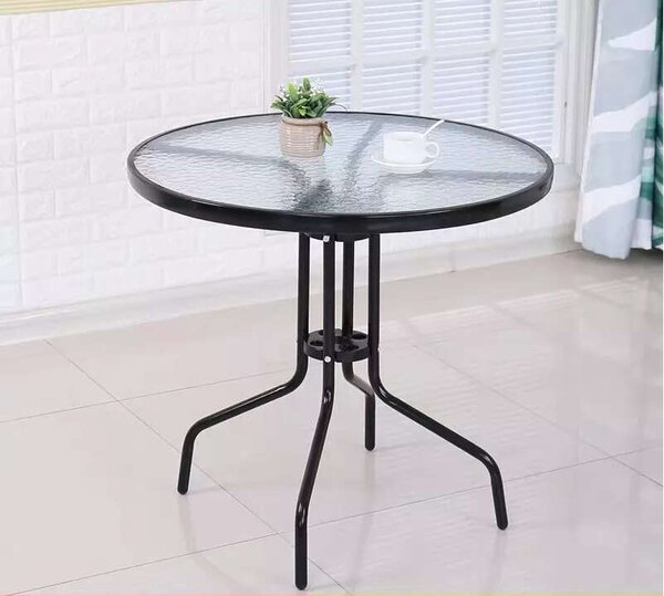 ModernHome üvegasztal 60 cm teraszra, erkélyre - fekete